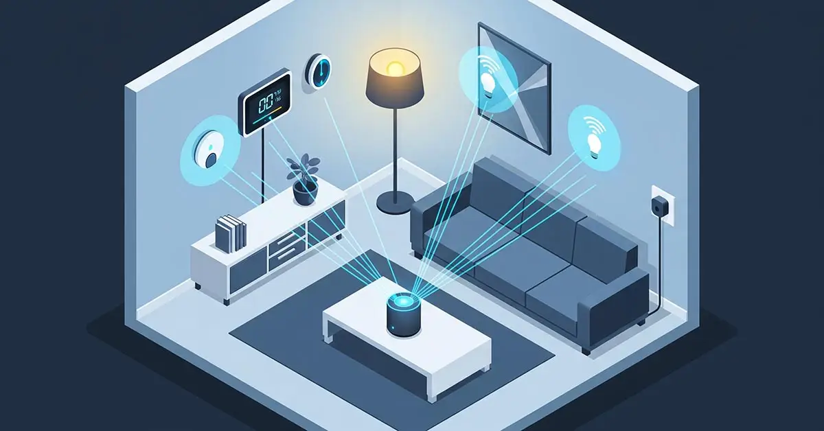 An illustration of a smart home ecosystem, an important category in a modern gadget buying guide.