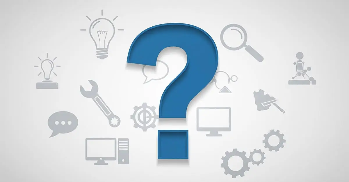 A large question mark icon representing frequently asked questions for people learning how to choose a new gadget.
