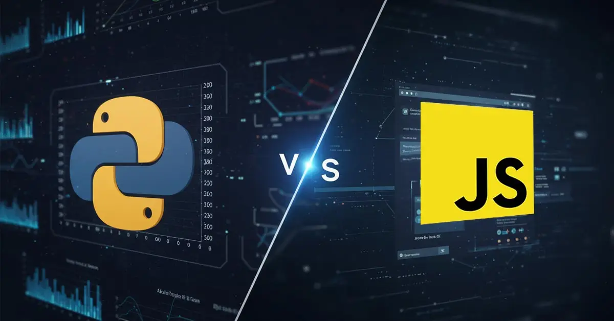 A comparison of what programming language to learn, showing the Python logo for data science and the JavaScript logo for web development.