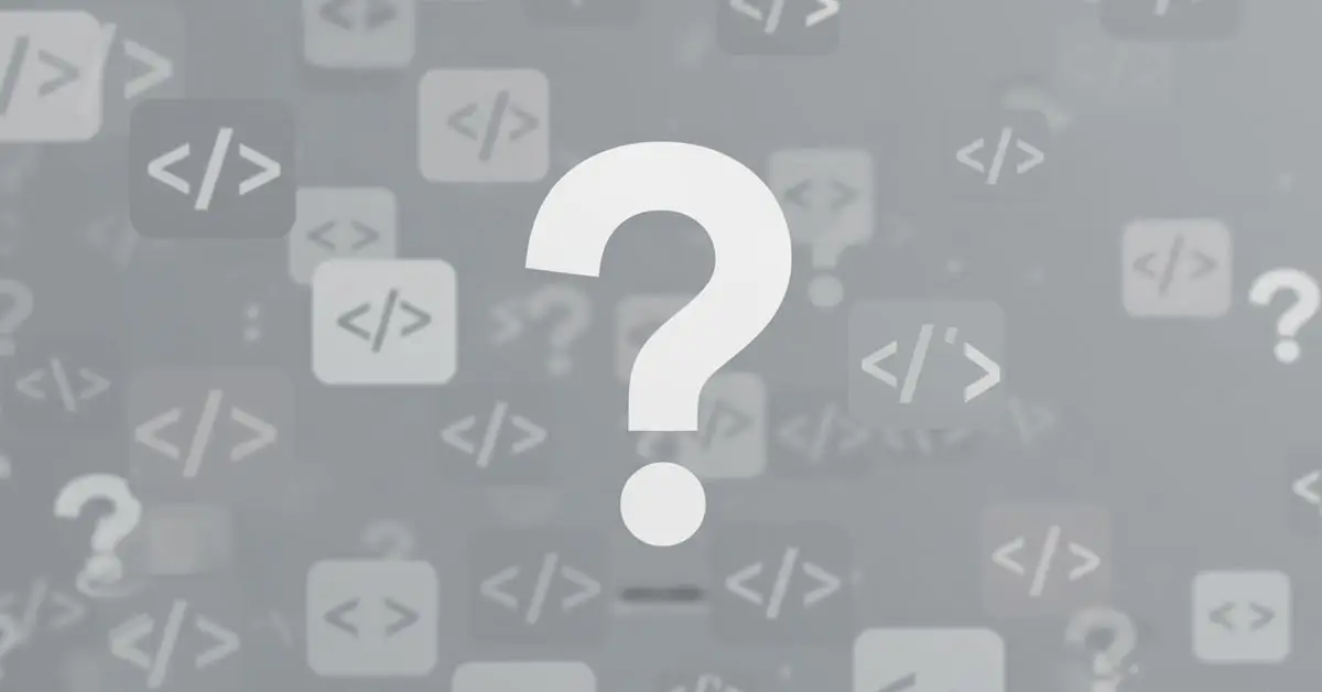 A large question mark icon representing frequently asked questions for people learning to code for beginners.