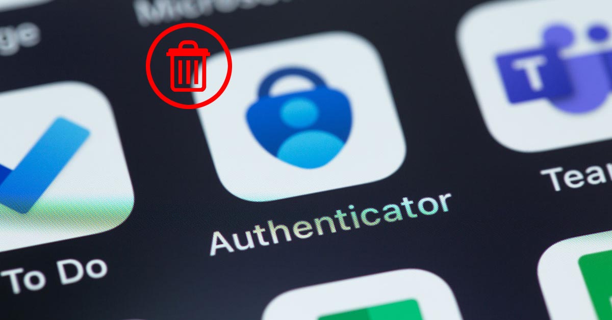 A user looking at their phone with a warning about the Microsoft Authenticator changes, urging them to export Microsoft Authenticator passwords.