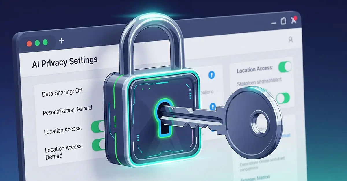 A digital lock symbolizing user privacy and data control for the new Edge AI features in the AI browser assistant.