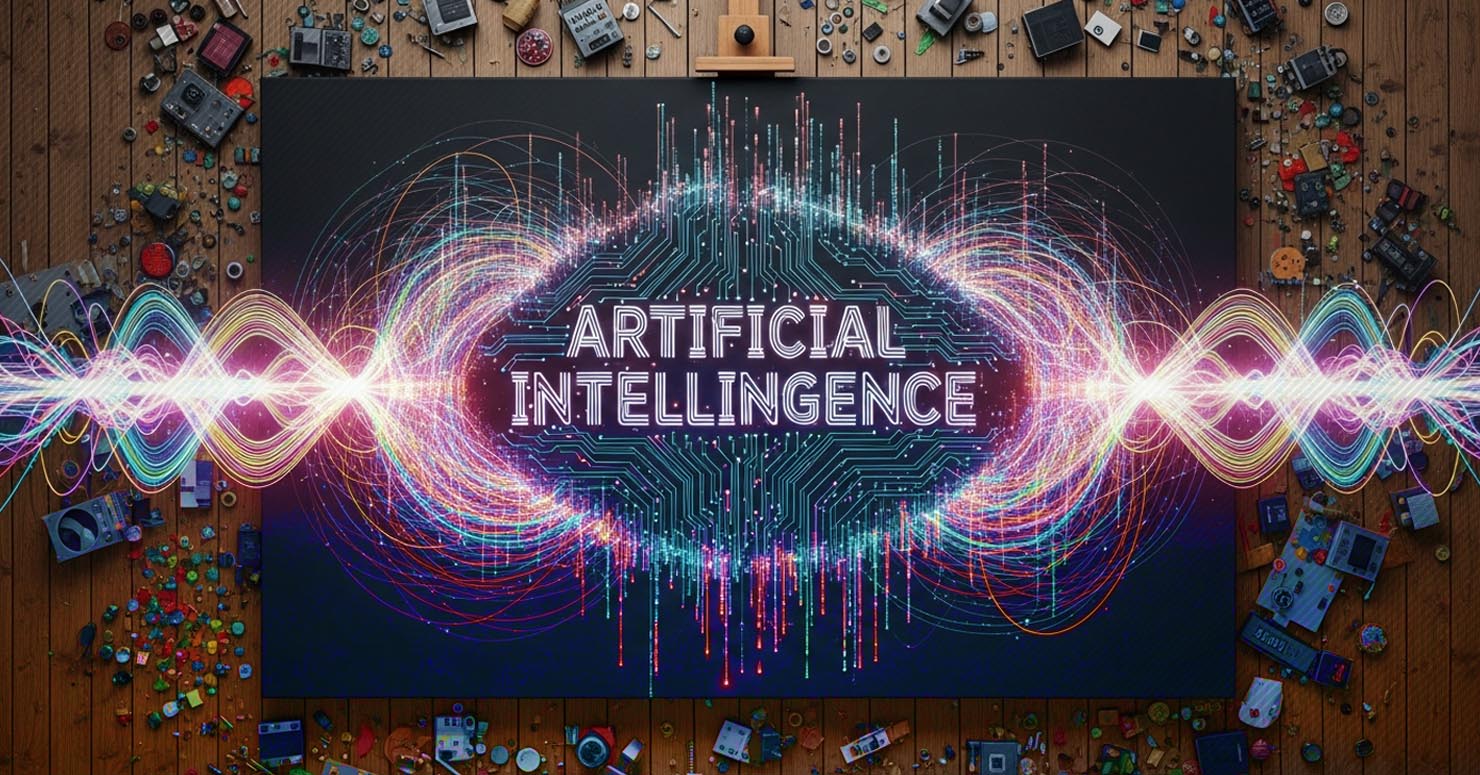 A guide explaining what is artificial intelligence, featuring a glowing illustration of an AI neural network that looks like a human brain.