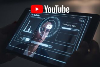A user's view of a tablet with a YouTube AI age estimation interface, illustrating the new trend in online child safety and digital privacy.