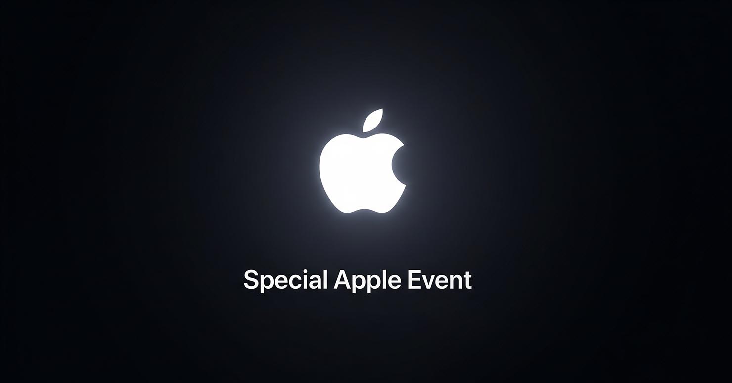 The official Apple logo on a dark background with the confirmed iPhone 17 launch date below it.