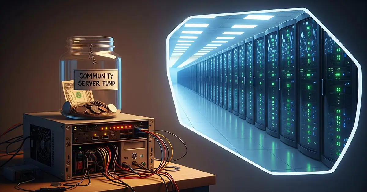 An empty donation jar on a small server, highlighting the financial decentralized social media challenges.
