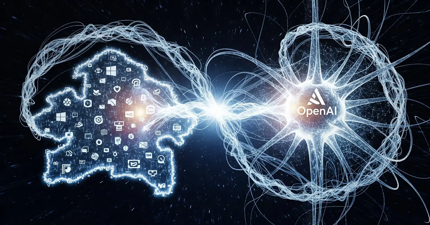 A conceptual image of the intertwined but potentially parasitic relationship between Microsoft and OpenAI.