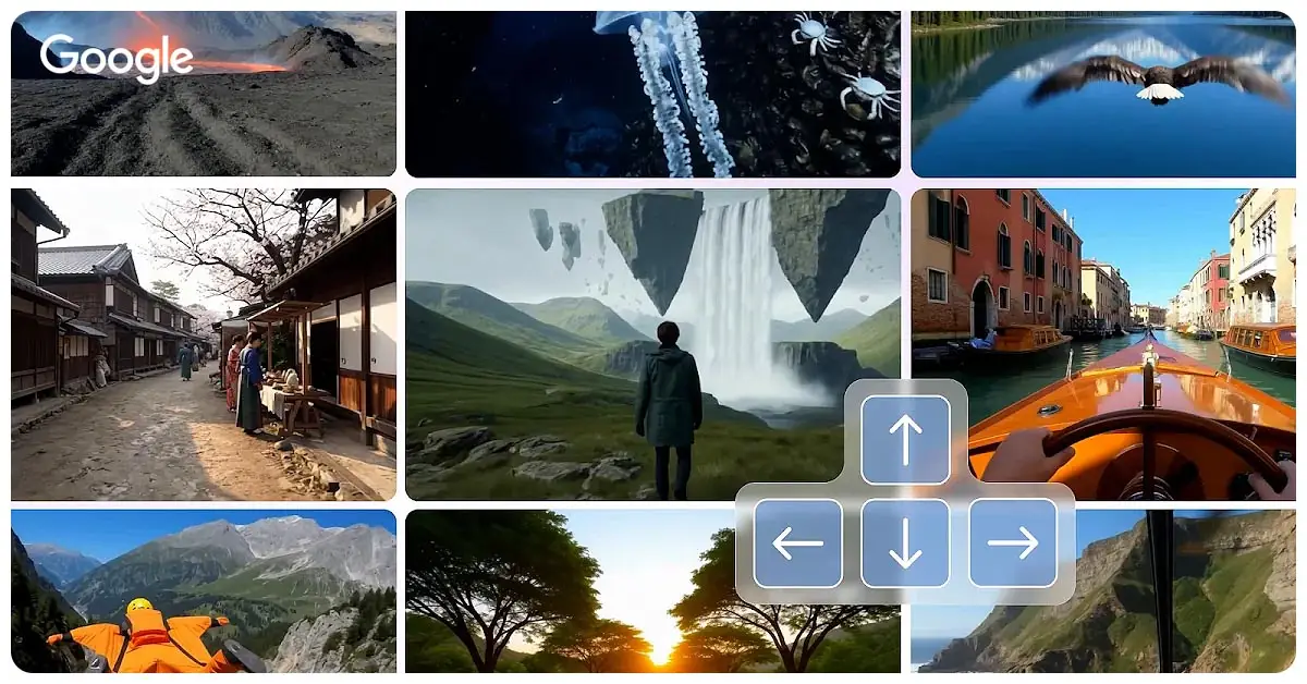 Genie 3 AI demonstrating environmental consistency across different viewpoints in generated world