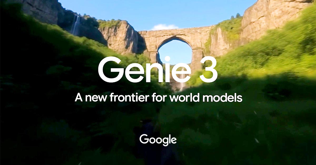 Google Genie 3 AI model interface showing real-time interactive game generation from text prompts