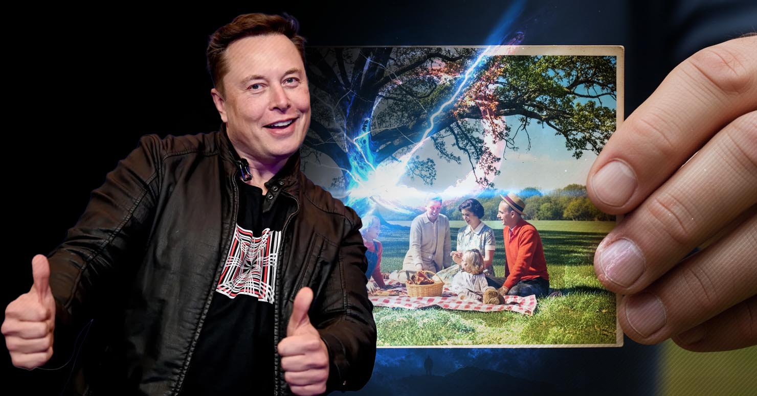 An old, faded photograph being restored by a futuristic light, representing the Grok Imagine AI photo restoration technology.