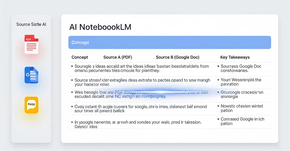 The interface of Google's AI study tool, NotebookLM, showing how it helps with personalized learning AI by analyzing a user's documents.