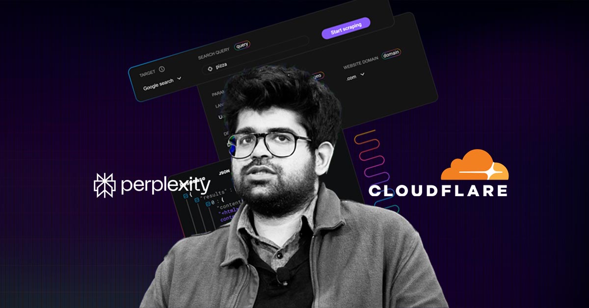 Perplexity AI Cloudflare Controversy logos with web scraping controversy debate visualization