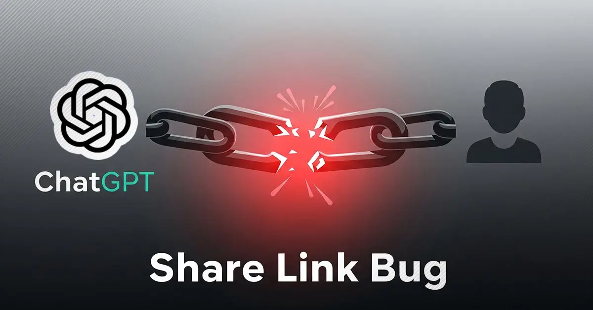 A broken chain symbolizing the ChatGPT privacy breach caused by a bug in the share link feature, leading to an OpenAI data leak.