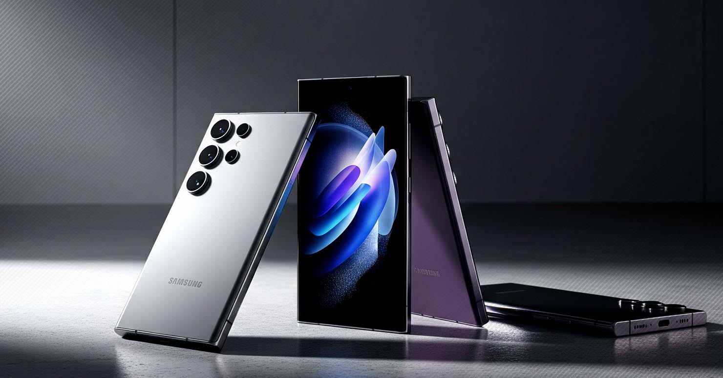 A Samsung Galaxy S24 Ultra and a Galaxy Z Fold 6 side-by-side, displaying the new One UI 8 interface, highlighting the Samsung One UI 8 beta expansion.
