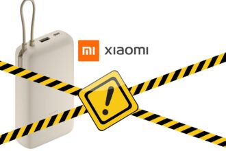 A Xiaomi power bank with a red warning symbol over it, representing the Xiaomi power bank recall.