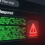 A chatbot interface displaying malicious code, symbolizing the threat of AI-assisted cybercrime.