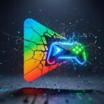 The Google Play Store logo transforming into a more serious, gamer-focused icon, symbolizing the Google Play Store gaming revamp.