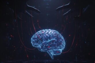 An AI robot brain with strings attached like a puppet, symbolizing how to gain control of AI agents.