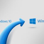 The Windows 10 logo transitioning into the Windows 11 logo with an arrow, symbolizing the guide to upgrade Windows 10 to Windows 11.