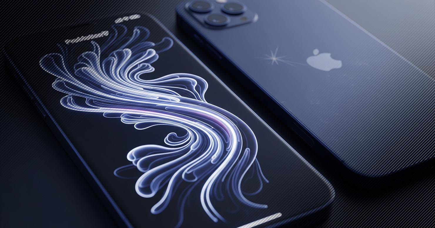 An older iPhone 12 next to a futuristic, rumored iPhone 17, with the main difference being the smooth iPhone 17 ProMotion display.