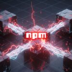 A broken link in a digital supply chain, symbolizing the npm supply chain attack.