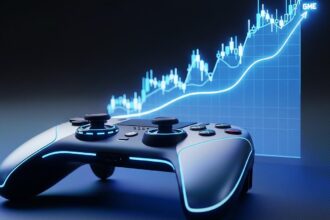 A video game controller with a rising price chart behind it, symbolizing why are video games so expensive.