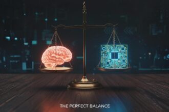 A balanced scale representing AI ethics.