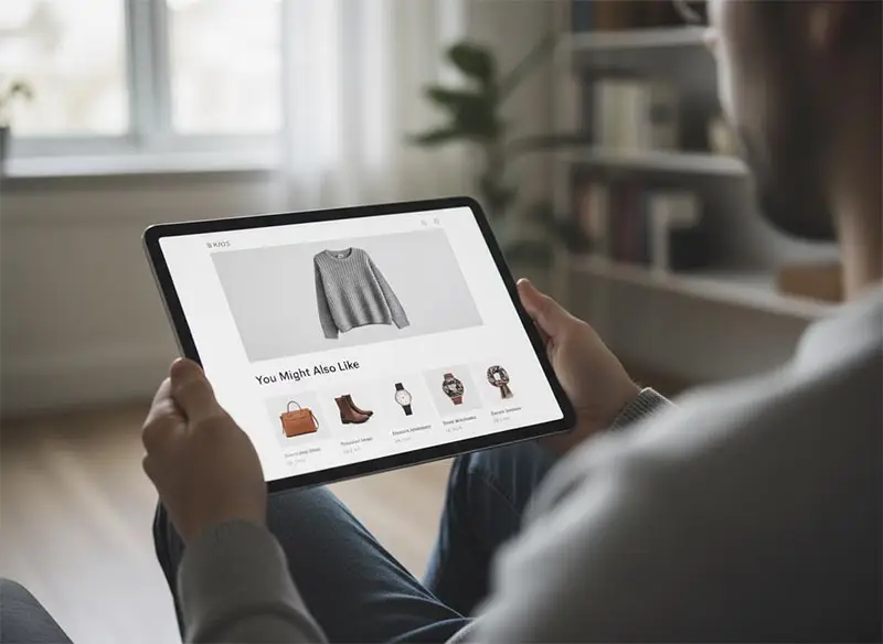 An e-commerce website showing AI-powered product recommendations.
