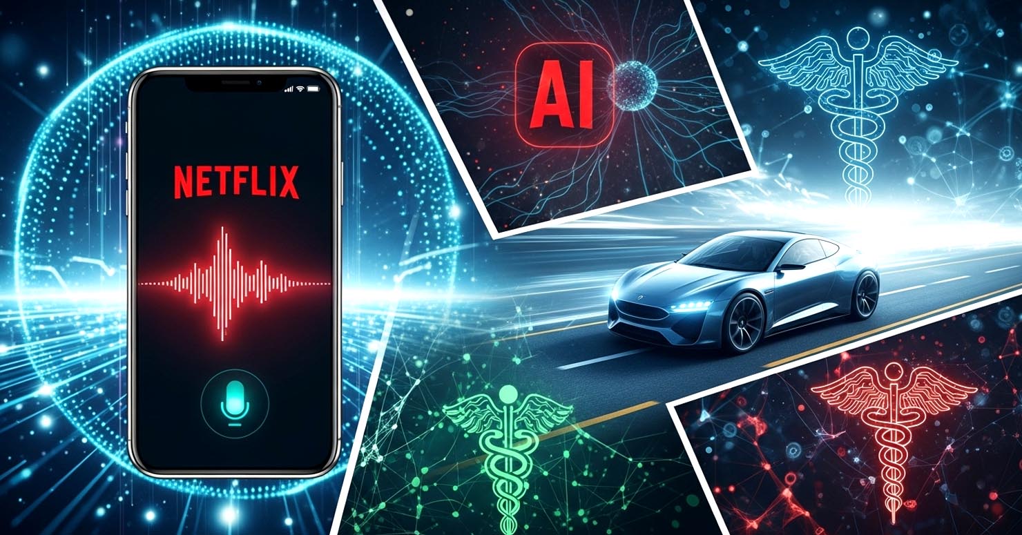 A collage of logos showing real-world applications of AI.