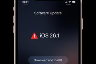 The Apple iOS 26.1 update on an iPhone screen.