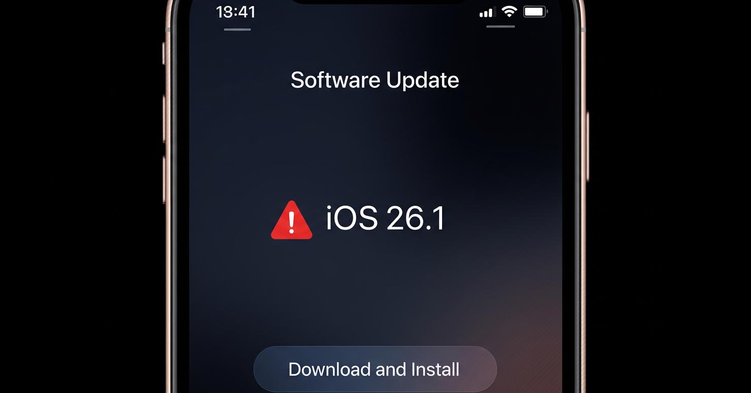 The Apple iOS 26.1 update on an iPhone screen.