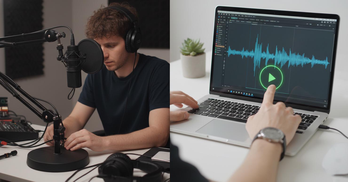 Comparison showing the benefits of AI text-to-speech vs recording.